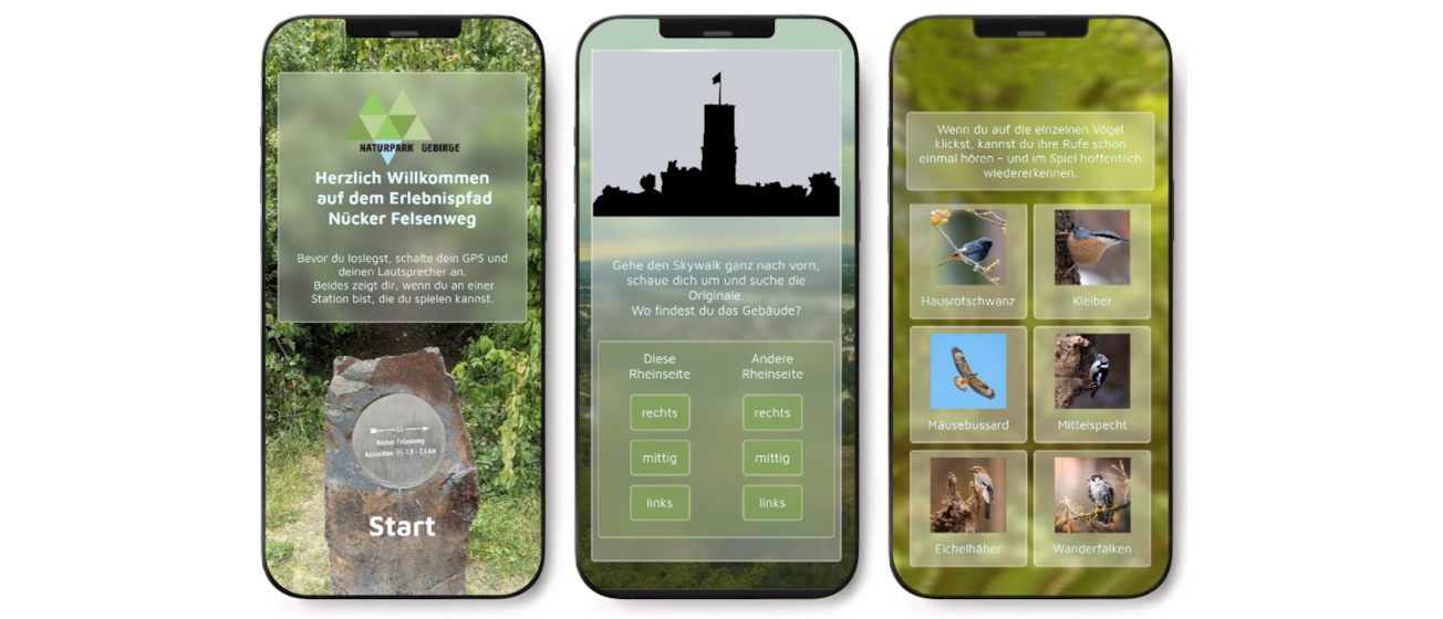 Beispiele zur App Naturerlebnisweg Siebengebirge