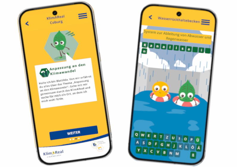 Zwei Beispiel Seiten der KlimAReal-App